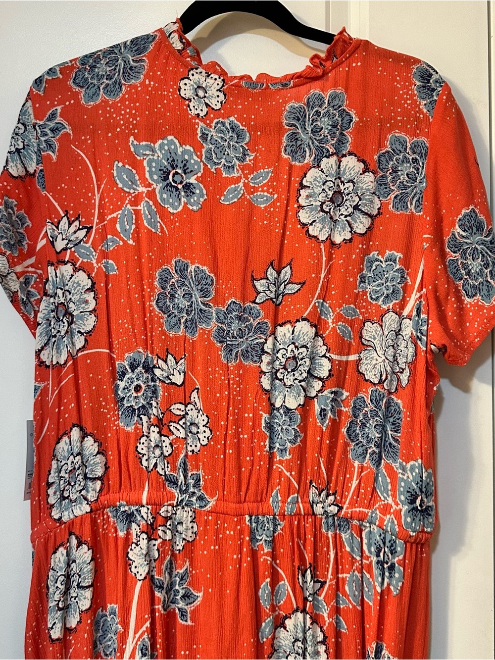 Sonoma Orange Floral V-Neck Midi Dress with Drawstring - Picture 4 of 5